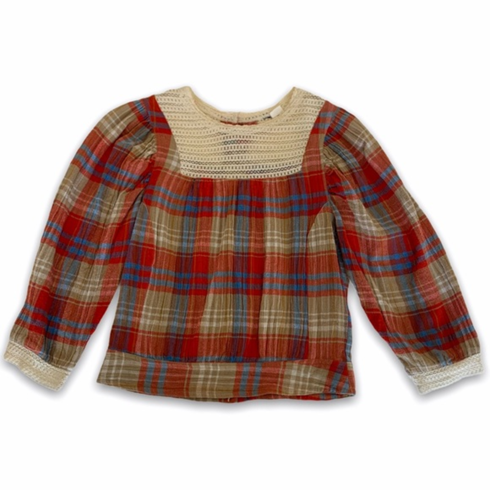 Vintage 90s Plaid‎ Long Sleeve Blouse